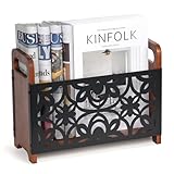 QILICZ Zeitungsständer Magazinständer - Holz stehend Zeitungshalter Bücherregal Zeitschriftensammler,Aufbewahrungskorb Robust und Langlebig für Büro Zuhause, 33x24x13cm