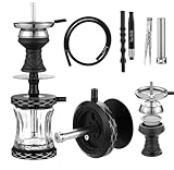 Luna Vacanza Mini Shisha Set Komplett, Hookah Shisha to Go, Reise Shisha, Kleine Mobile Shisha | Aluminium | Tauchrohr mit Diffusor | Kopfadapter Silikonschlauch Alumundstück Tabakkopf - Schwarz