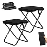 HuaMuDM 2 Stück Camping Hocker Tragbarer Klapphocker,30 cm Mini-Klapphocker,Leicht Sitz Falthocker,Klapphocker aus Aluminium und Textilene,für Reisen Wandern Angeln Grillen Strand (Großformat)