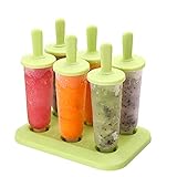 Youley Eisformen, 6 Pack Eis am Stiel Formen BPA Frei, Lebensmittelqualität Wiederverwendbare Eisform für Kinder und Erwachsene DIY