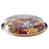 Generisch Runder Obstteller Trockenobstteller, 30x30 Cm Holz Snackplatte, Runde Mehrzweck-Käseplatte Mit Deckel Für Snacks, Salate, Knabereien, Buffet Küche Feier Camping Picknick