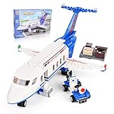 Blumacht City Passagierflug Flugzeug Baukasten, Flugzeug Modell mit Gepäckwagen, Bausteine Spielzeug, Flugzeug-Modell Geschenke für Jungen Mädchen ab 6 7 8 9 10 Jahre