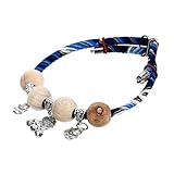 ERINGOGO Verstellbares Breakaway Katzenhalsband mit Glocke Verstellbares Sicherheitshalsband aus Weichem Baumwollseil Handgefertigte Holzperlen Katzenkollier mit Blessing anhänger Geeignet