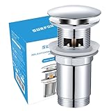 SURFOU Waschbecken Ablaufgarnitur mit Überlauf, Pop Up Ablaufventil aus Edelstahl, Anti Verstopfung Abfluss Stöpsel, Push Open Abflussstopfen, Universal Badezimmer Zubehör