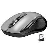ACOZYKITTEN Kabellose Maus, 2,4 G Ergonomische Maus, 2400 DPI, Leise und Anti-Rutsch-Rollen-Funkmaus mit USB-Empfänger, 6 Tasten, geeignet für Laptop, PC, Chromebook, Mac, MacBook - Grau