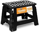 Utopia Home Faltbarer Tritthocker 9 Zoll, Anti-Rutsch-Oberfläche für Kinder und Erwachsene, tragbarer Kunststoff Klapphocker mit Tragegriff, 300 lbs Belastbarkeit, 1er Pack, Schwarz