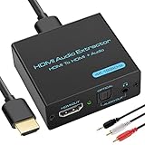 VEDINDUST HDMI Audio Extractor Splitter 4K hdmi to hdmi 3.5mm Audio Adapter Converter with Optische und 3.5 mm Stereo-Audio ausgänge Support 1080P 3D Compatable for Xbox，HDTV，PS4 etc