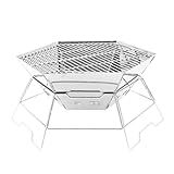 BNZCZY Tragbarer Zusammenklappbarer Grill, EIN Muss für Camping Im Freien, Langlebiges Edelstahlmaterial, Multifunktionale Brennkammer, Geeignet für Grillen Im Freien, Camping