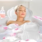 Badewannenkissen, Netz-Badewannenkissen Nacken,Kissen Badewanne mit 6 Saugnäpfen, mit Kopf-, Nacken-, Schulter- und Rückenstütze, Badekissen für Badewanne für Home Spa und Badewanne((Weiß)
