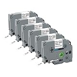 Kamo Schriftbänder 6er-Pack kompatibel Brother Schriftband P-touch Bänder TZe-231 TZ-231 (12mm x 8m) schwarz auf weiß, für Beschriftungsgerät PT-D210 PT-D220 PT-D200 PT-H110 PT-D400 PT-D600 PT-P700