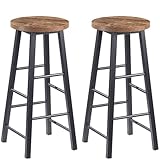WOLTU 2X Barhocker Bistrohocker Tresenhocker Barstuhl, Gestell aus stabilem Stahl, Stizfläche aus MDF, Schwarz+Holz Vintage