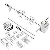SUBTLETY 107cm BBQ Grillspieß Rotisserie Edelstahl Drehspieß Set inkl. 220V - 240V Elektrischer Motor, 4 Fleischnadeln & Griff Gasgrill Fleischklammer Grilldrehspieße für Camping Picknik