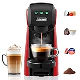Warriors1 Kaffeepadmaschinen 4 in 1 für Nespresso, Dolce Gusto, A Modo Mio und Kaffeepulver, Kapsel-Kaffeemaschine für Zuhause und Büro (Rot) - Verbesserte Version