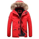 Winterjacke Herren Warme Parka Jacke Mit Plüsch Kapuze Wintermantel Übergangsjacke Gefütterte Winterparka Outdoor Mantel Baumwolle Gepolsterter Winddichte Oberbekleidung