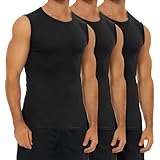 FALARY Unterhemd Herren Männer 3er Pack Schwarz gekämmte Baumwolle Tank Top Gym Athletic XL