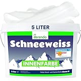 derendo Schneeweiss Wandfarbe hohe Deckkraft 5l Innenfarbe weiß matt ausbessern Testsieger Wände streichen ohne tropfen hochdeckend innen weiss 5 Liter