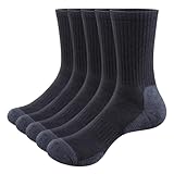 YUEDGE 5 paar Sportsocken für Herren Atmungsaktiv Hochleistung Wandersocken Trekkingsocken 41-45, Size MXL, Schwarz