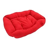 Zerodis Winterwarmes Hundebett für Kleine Hunde, Beruhigende Donut-Kuschel-Sofamatte für Haustiere mit Abnehmbarem, Waschbarem Bezug, Rutschfestes Plüschbett für den Innenbereich, 70 X 50 cm, Rot