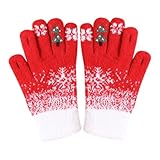 Copbopwn Thermo-Handschuhe für Damen, Touchscreen-Handschuhe, Weihnachten, Damen-Handschuhe, Winter, dickes Plüschfutter, Thermohandschuhe für Damen, Mädchen, Arbeit, Laufen, Outdoor