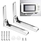 2 Stück Mikrowellenhalterung Wand, Edelstahl Mikrowellen Halter Wandhalterung für Mikrowellenherd Backofenhalterung mit 2 Schrauben 4 Expansionsschrauben 2 Gummifüße