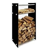 Kaminholzregal Holzregal Kaminholz-Ständer, 12 mm Sicherheitsglas - Holzaufbewahrung Holzständer Feuerholzregal Glas Kaminholz Kaminholzablage Kaminholzhalter schwarz 350 mm x 600 mm x 1200 mm (LxBxH)