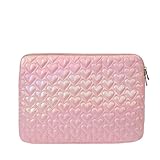 Laptoptasche Niedliche Schutzhülle for Pad-Computer, for bis zu 15 Zoll große, süße Laptop-Hülle, Gesteppte, weiche Puffer-Tasche Laptoptasche Schutzhülle Sleeve Tragetasche(Heart Pink)
