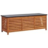 LAPOOH Gartenbox 150x50x55 cm Eukalyptus Massivholz, Kissenbox Outdoor WassBerdicht, Auflagenbox, Aufbewahrungsbox, Terrassenschrank, Gartentruhe, Gartenkiste, Garten Aufbewahrung - 47286
