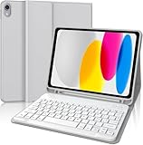 Occtingkind, Hülle mit Tastatur für iPad Pro 12,9 Zoll, Magnetische Abnehmbar Tastatur für Apple iPad Pro (2018-2022), Deutsches Layout QWERTZ, Hinterbeleuchtung (Hellgrau)