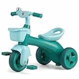 COSTWAY Dreirad Kinder, Kinderdreirad mit Klingel, Pedalen, Körben vorne & hinten, Lenk-Dreirad für Kinder ab 2 Jahren (Grün)