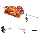 CUMELLIIR Spanferkelgrill Mit Motor, Edelstahl Rotisserie Grill Mit Anti-Verbrühungs-Griff, 360° Drehbarer, Drehspieß Grill Für Lagerfeuer, Camping Und Garten, 220-240V 4W