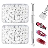 Qufiiry 200 Stück Nail Art Schwämme mit Metallgreifer, Nagelkunst Schwammpinsel, Maniküre Zubehör für Nägel, um Eine Vielzahl von Gradient Nail Art Patterns zu Erstellen(Weiß)