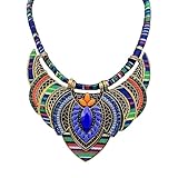 YAZILIND Bohemian Halsketten Ethnic Style Chunky Colorful Ethnic Festival Tribal Perlen Bib Kragen Choker Kostüm Halskette Schmuck (#2)