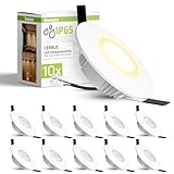 linovum 10x CERBUS Einbaulampe Decken Outdoor extra flach für Badezimmer IP65 warmweiß - IP65 Downlight Außen Einbau Deckenspot