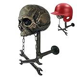 Totenkopf-Helm-Display, Wandhalterung, Wandhalterung, Ständer, Schädelkopf-Design, für Helme
