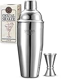 Cocktail Shaker, STNTUS 750ml Cocktailshaker Edelstahl, Bar Zubehör, Cocktail Mixer mit Jigger, Cocktailset Geschenkset, 2 Stück