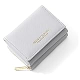 ANYWN Geldbörse Damen klein, Geldbeutel Damen klein, kleines Portemonnaie mit Große Kapazität, Elegante und Süße Kleiner Geldbeutel mit Großes Münzfach Grau