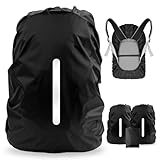 LAMA 2 Stück Wasserfeste Regenschutz Regenhülle Regenüberzug Regenhaube Regenabdeckung mit Reflexstreifen Verstellschnalle für Rucksack Schulranzen Schultasche Radfahren Outdoor Aktivitäten M 26L-40L