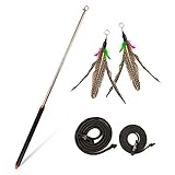 SCHLITZOHR | Stabile Katzenangel | Arnold | mit Karabinerhaken | Feder-Katzenspielzeug inkl. 2X Federn & 2X Bänder