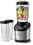 Philips 7000 Series Hochleistungsstandmixer – ProBlend Ultra Technologie, 1.500 W, 2-L-Glasbehälter, Schnellauswahlprogramme für Smoothies & Suppen, HomeID App, Spülmaschinenfeste Teile (HR3760/10)