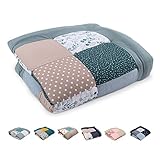 ULLENBOOM® Baby Krabbeldecke 100x100 cm gepolstert Eukalyptus (Made in EU) - Krabbeldecke für Baby mit 100% OEKO TEX Baumwolle, ideal als Babydecke, Laufgittereinlage & Spieldecke