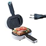 Sandwich – Halbportionspresse für heißes Sandwich | Waffeleisen mit Antihaftbeschichtung | für Frühstück, Mittagessen, Abendessen, Wohnung, Studenten, Restaurant, Waffel, Käse, Hamburger