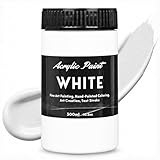 YULL Acrylfarbe Weiß 300 ml, Cremige Acryl Holzfarbe Weiß auf Wasserbasis Wasserfest Lichtecht Schnell Trocknend zum Auftragen mit Pinsel auf Leinwand, Stein, Holz, Papier und Malkarton (deckweiß)