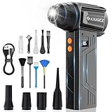 XJUGEZ Elektrische Staubgebläse mit Taschenlampe,180000 U/min,4-Gang Luftreiniger mit Display ComputerAir Duster Luftdruckspray, mit Universal-Düse für Computer, Tastatur, Outdoor, Haus und Auto