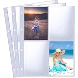 Roysmart 30 Pack 120 Taschen Fotohüllen DIN A4, Transparente Postkartenhüllen für A4 2/3/4 Ringbuch, 4 Fach Geteilt Fotosichthüllen Klarsichtfolien Postkartenhüllen für Familien Hochzeits Fotoalbum