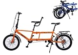 YXWJ Klassisches Tandem -Fahrrad - Stadt Tandem Folding Bicycle, Faltbare Tandem Adult Beach Cruiser Bike Verstellbarer 7 Geschwindigkeiten, Familie 3 -Säseer,Orange
