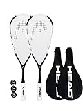 Head Nano Ti 115 Pro Squashschläger Twin Set, inkl. Schutzhüllen und 3 Squashbällen
