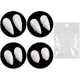 DERAYEE 4 Paar Halloween Vampirzähne Gebiss Fangs,Gefälscht Zähne mit Pellets Kleber für Cosplay,Requisiten,Halloween, Dämon, Hexe (2)