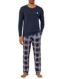 Jahetuul Schlafanzug Herren lang Schlafhose Karomuster Pyjama Männer Schlafanzüge für Herren Nachtwäsche Schlafbekleidung Pyjamahose Homewear Man