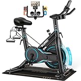 SLUNSE 6-IN-1 Heimtrainer Fahrrad mit App, Einstellbarer Magnetischer Widerstand Hometrainer Fahrrad, Leise Ergometer Heimtrainer mit Hantelablage, Zugschnur*2, große rutschfeste Matte, Bis 180KG