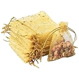 Goldener Organzasäckchen, 50 Stück Organzabeutel, Organzasäckchen, Schmuckbeutel, Organza-Geschenkbeutel, Schmuckbeutel, Hochzeitsbeutel